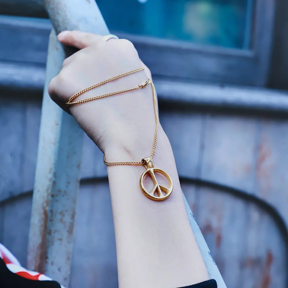 Stainless steel peace sign necklace - Blade & Thread