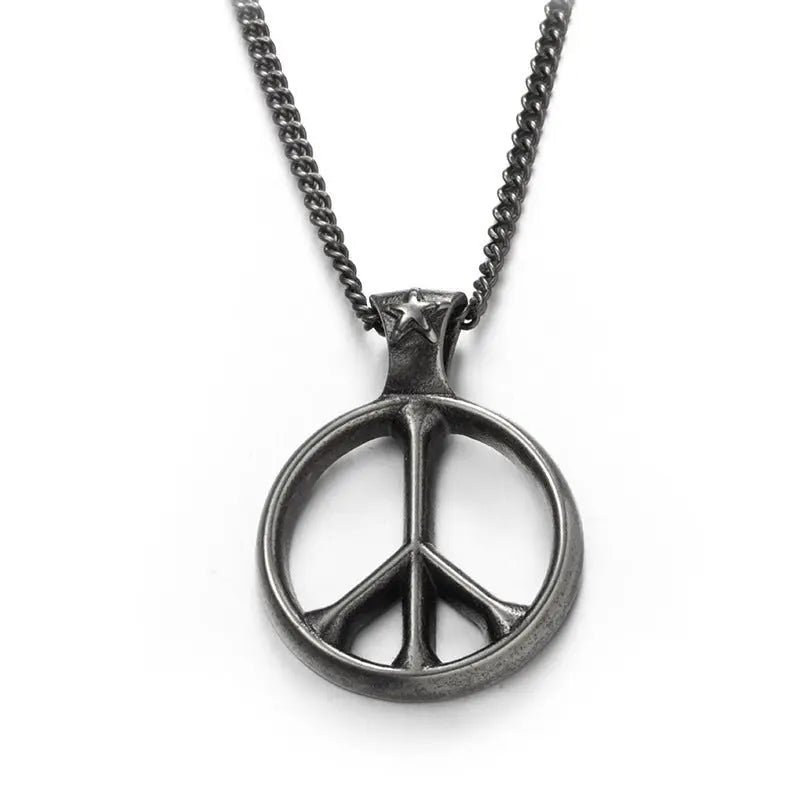 Stainless steel peace sign necklace - Blade & Thread