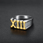Stainless Steel Roman Numeral XIII Ring Set nowadaysfashion