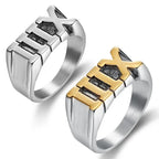 Stainless Steel Roman Numeral XIII Ring Set nowadaysfashion