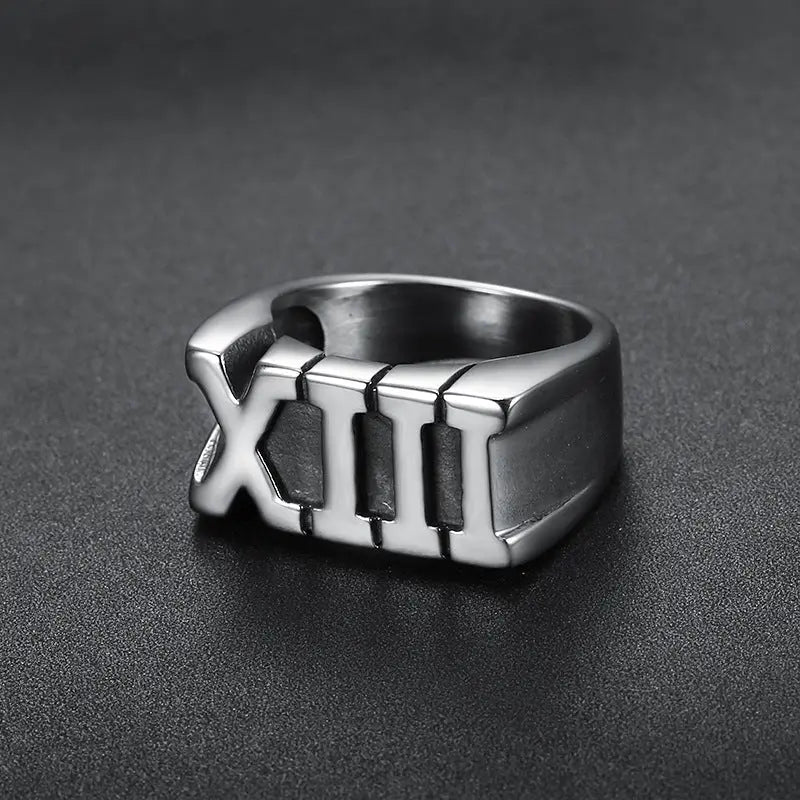 Stainless Steel Roman Numeral XIII Ring Set nowadaysfashion
