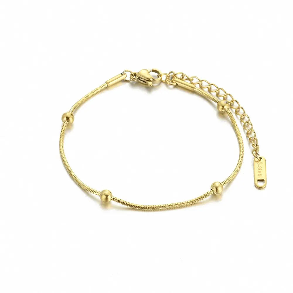 Stainless steel simple round bead bracelet - Blade & Thread