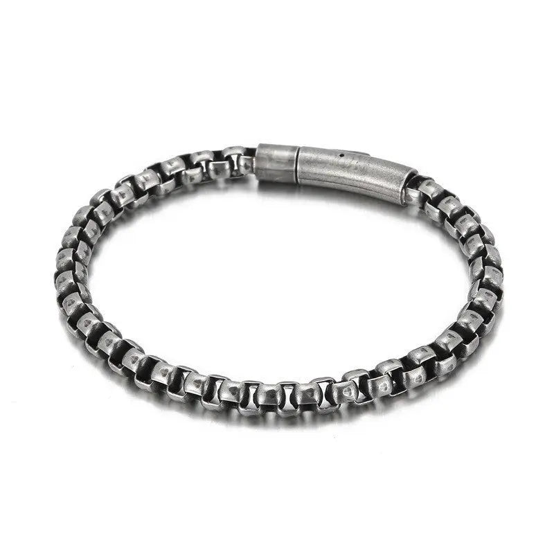 Stainless steel square pearl bracelet - Blade & Thread
