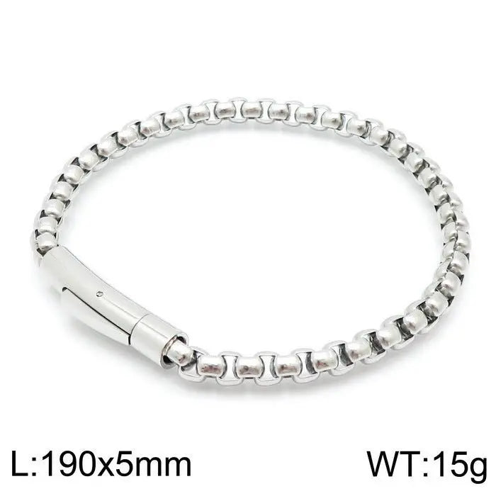 Stainless steel square pearl bracelet - Blade & Thread