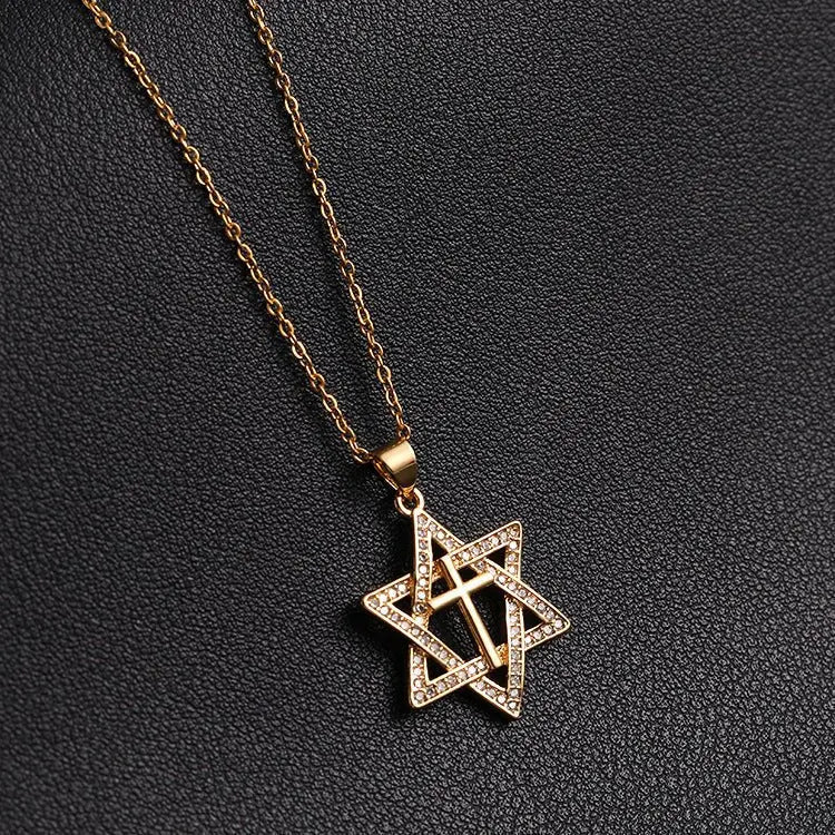star of david necklace cross diamond necklace - Blade & Thread