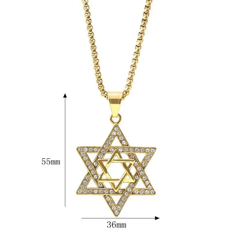 star of david necklace diamond-studded double-layer necklace - Blade & Thread