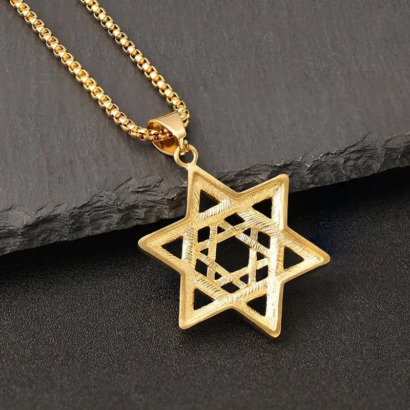 star of david necklace diamond-studded double-layer necklace - Blade & Thread