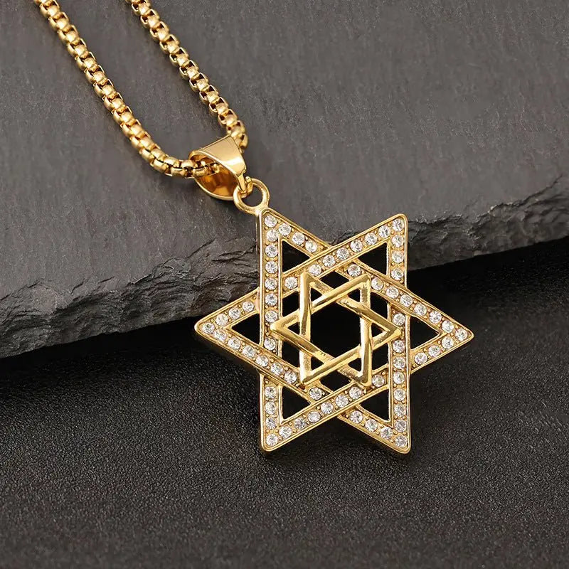 star of david necklace diamond-studded double-layer necklace - Blade & Thread