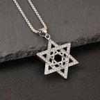 star of david necklace diamond-studded double-layer necklace nowadaysfashion