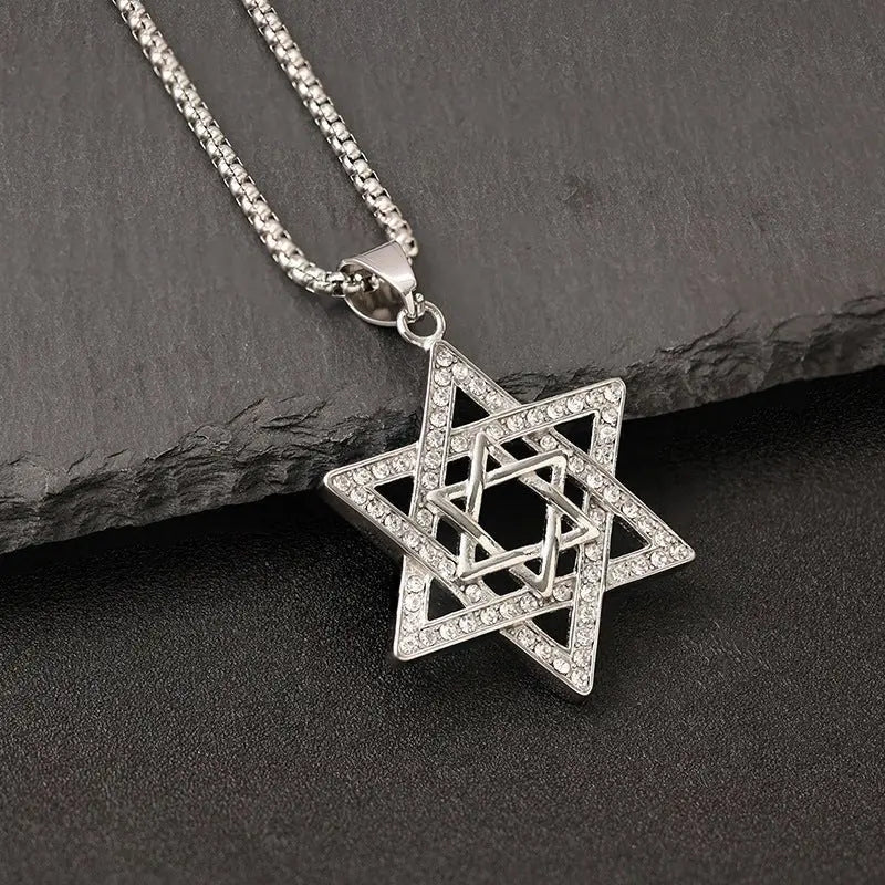star of david necklace diamond-studded double-layer necklace - Blade & Thread