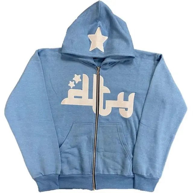 Star Printed Zip Up Hoodies - Blade & Thread