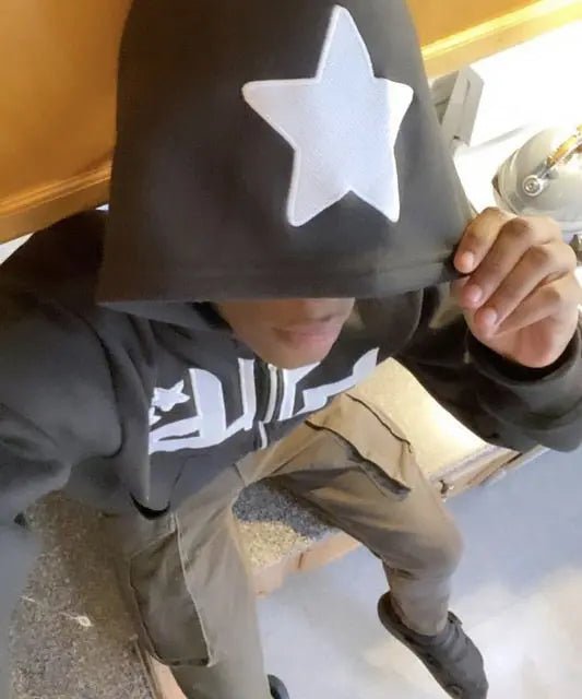 Star Printed Zip Up Hoodies - Blade & Thread