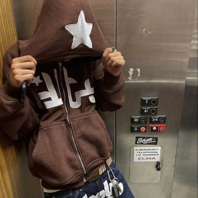 Star Printed Zip Up Hoodies - Blade & Thread