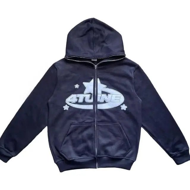 Star Printed Zip Up Hoodies - Blade & Thread