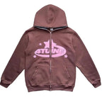 Star Printed Zip Up Hoodies - Blade & Thread