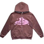Star Printed Zip Up Hoodies - Blade & Thread