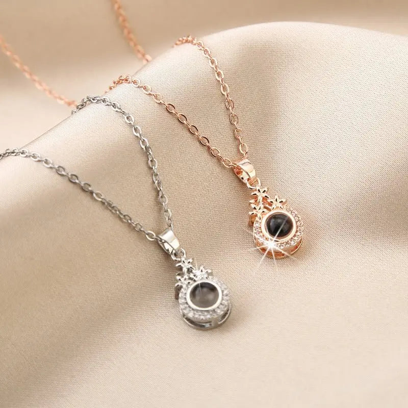 Star Projection Necklace Custom Picture Clavicle Chain - Blade & Thread
