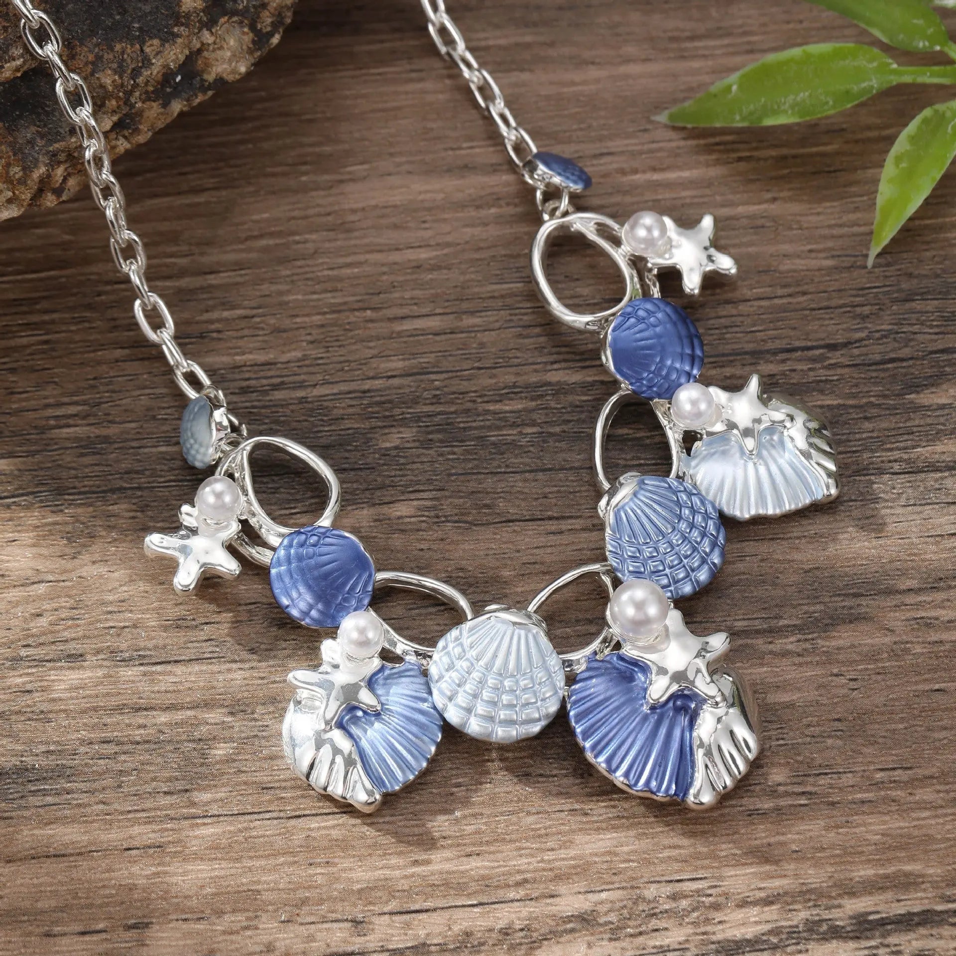 starfish necklace color oil painting shell necklace - Blade & Thread