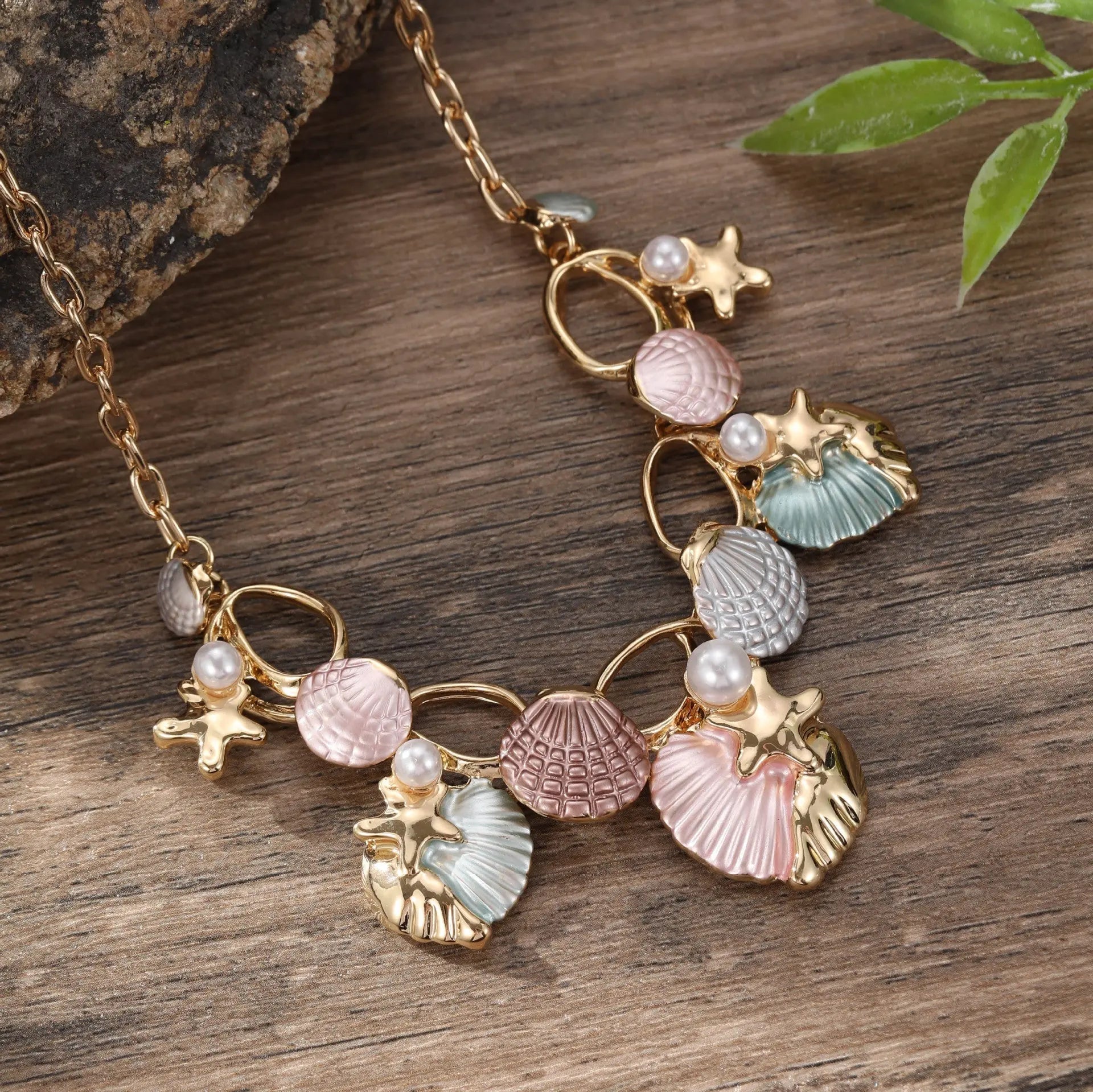 starfish necklace color oil painting shell necklace nowadaysfashion