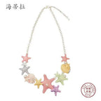 starfish necklace colorful oil painting necklace nowadaysfashion