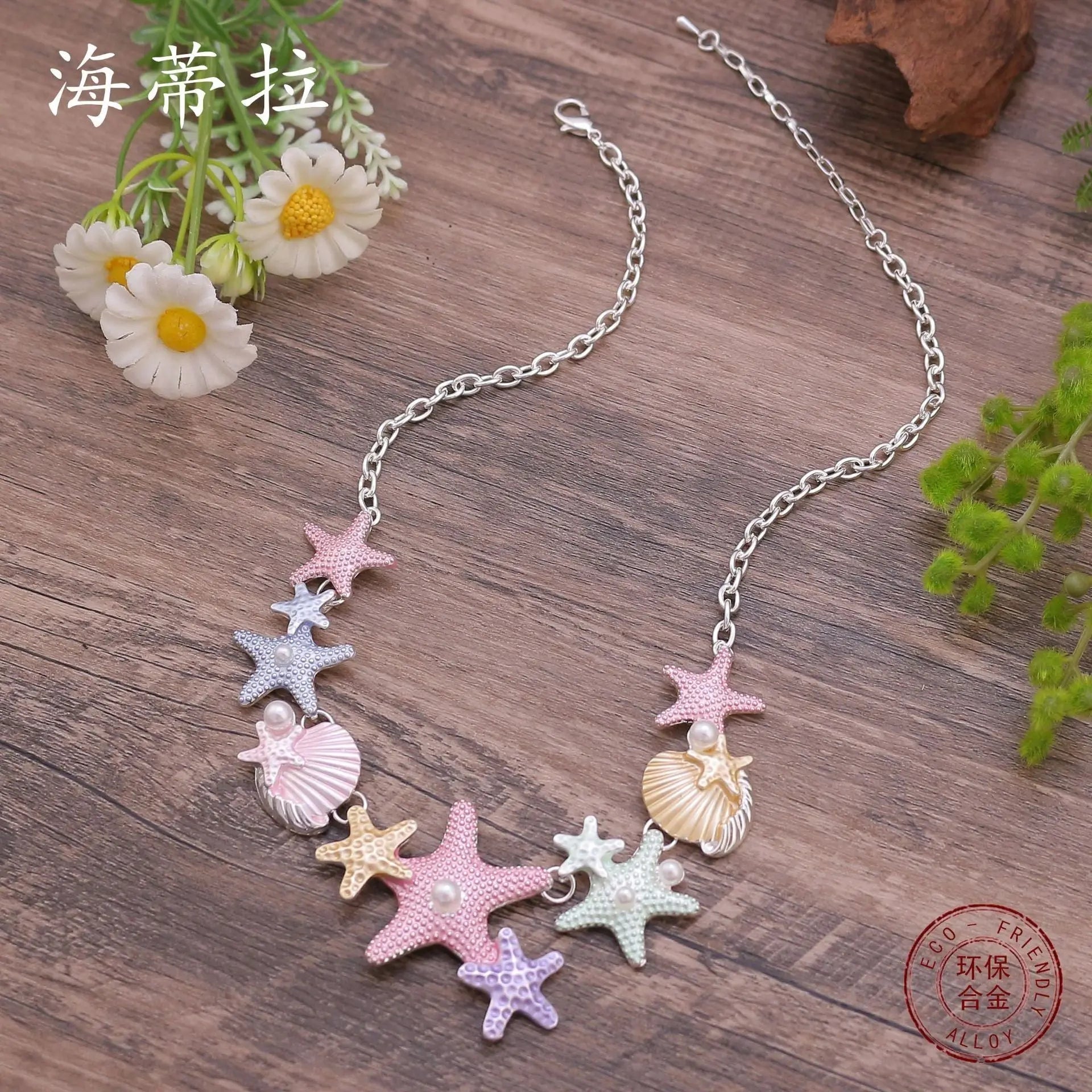 starfish necklace colorful oil painting necklace nowadaysfashion