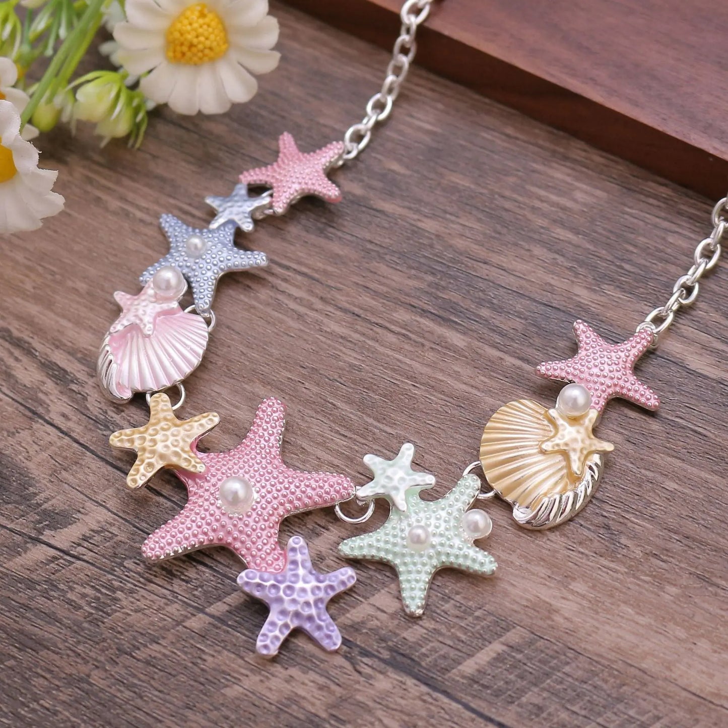 starfish necklace colorful oil painting necklace - Blade & Thread