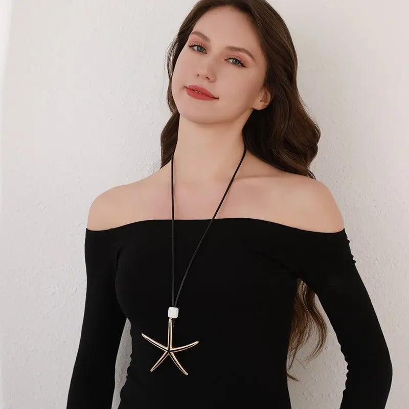 starfish necklace geometric long necklace - Blade & Thread