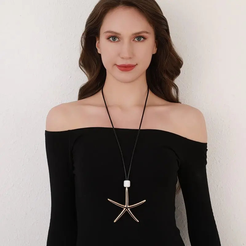 starfish necklace geometric long necklace - Blade & Thread