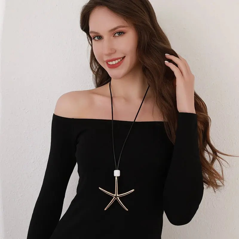 starfish necklace geometric long necklace - Blade & Thread
