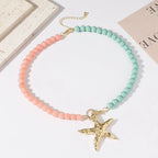 starfish necklace glass beaded red green necklace nowadaysfashion