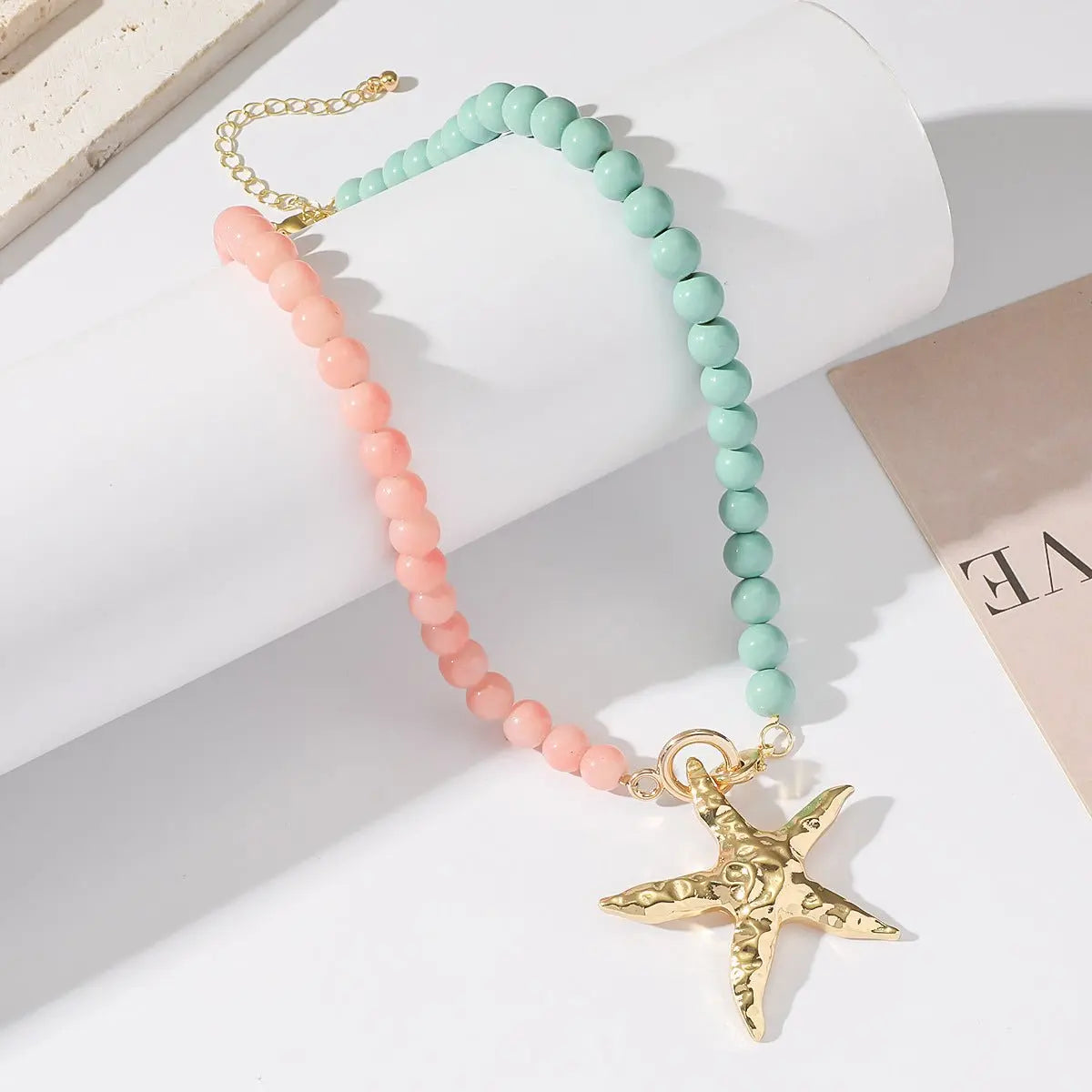 starfish necklace glass beaded red green necklace nowadaysfashion