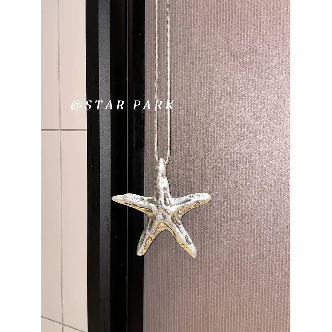 starfish necklace long heavy work necklace - Blade & Thread