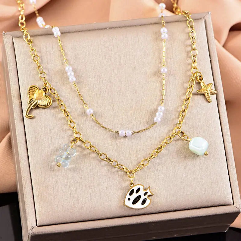 starfish necklace, ocean series millet pearl necklace - Blade & Thread