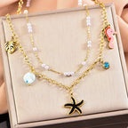 starfish necklace, ocean series millet pearl necklace nowadaysfashion