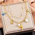 starfish necklace, ocean series millet pearl necklace nowadaysfashion