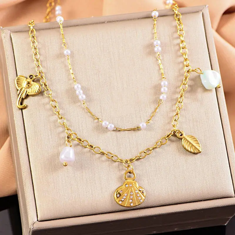 starfish necklace, ocean series millet pearl necklace nowadaysfashion