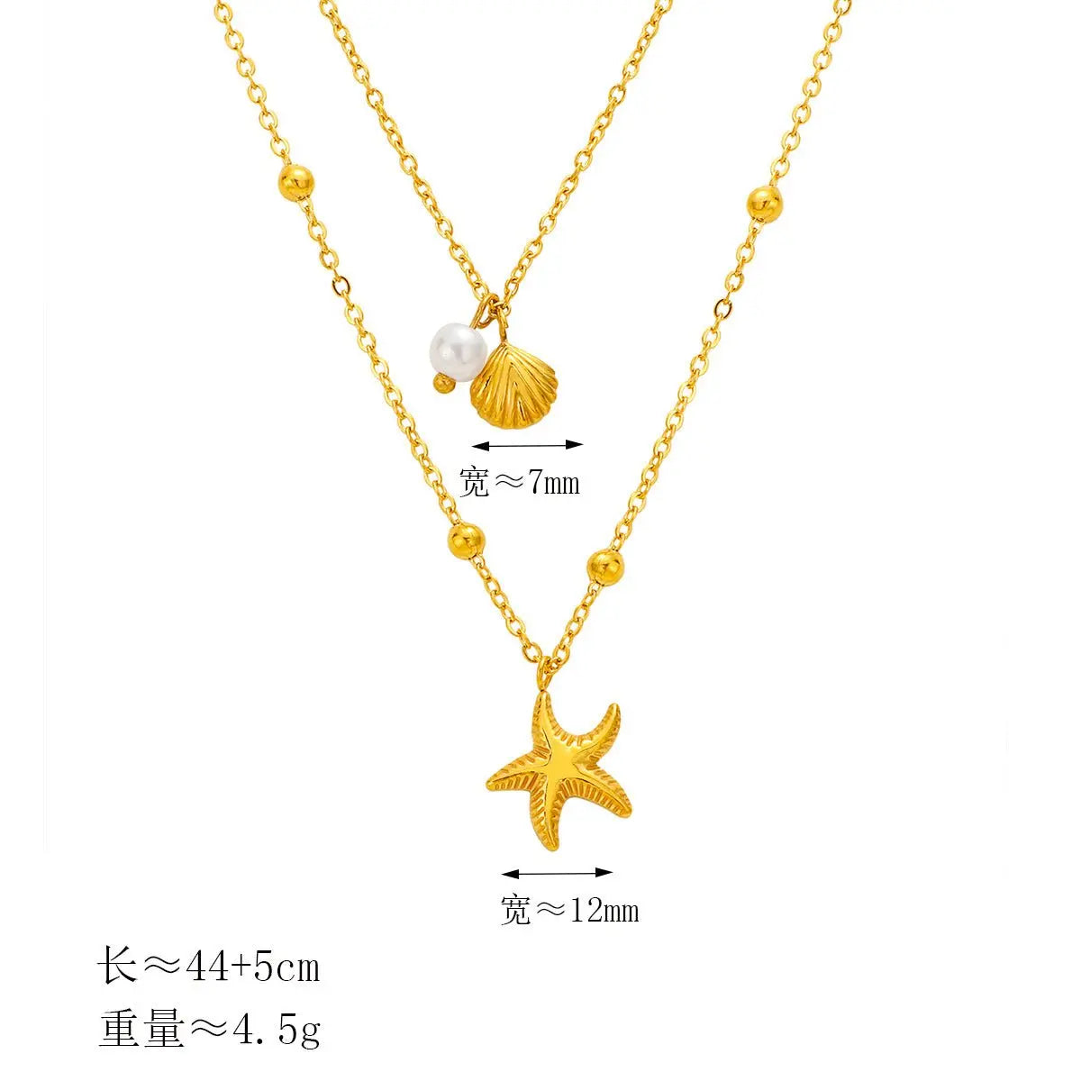 starfish necklace pearl double-layered necklace - Blade & Thread