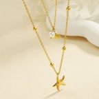 starfish necklace pearl double-layered necklace nowadaysfashion