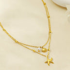 starfish necklace pearl double-layered necklace nowadaysfashion