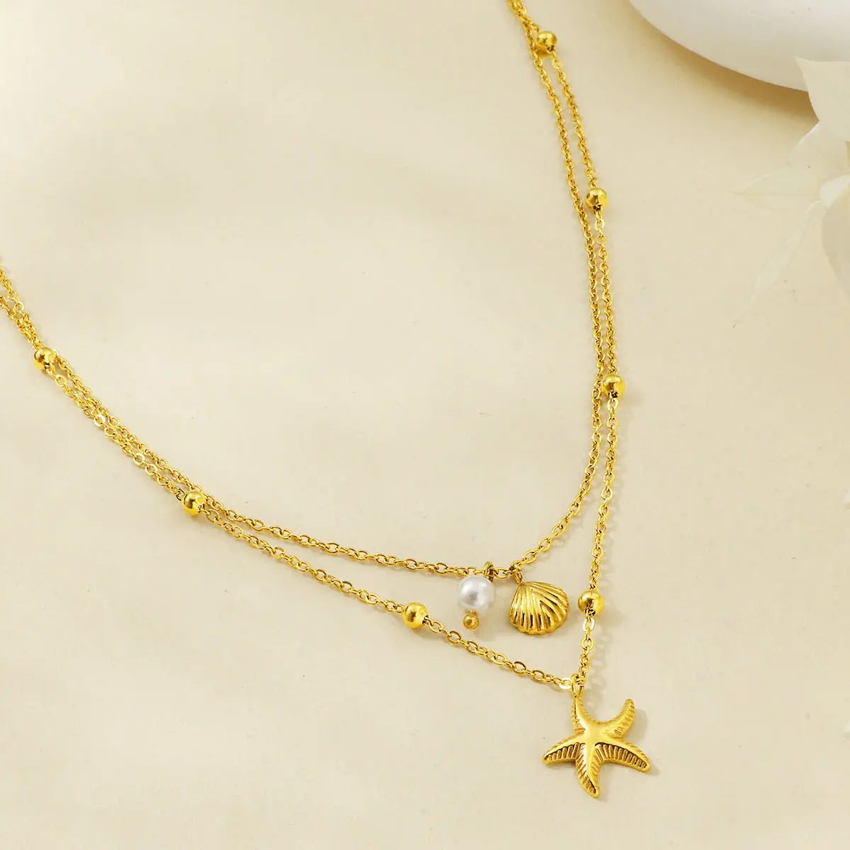 starfish necklace pearl double-layered necklace nowadaysfashion