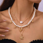 starfish necklace pearl multi-layer stacking necklace nowadaysfashion