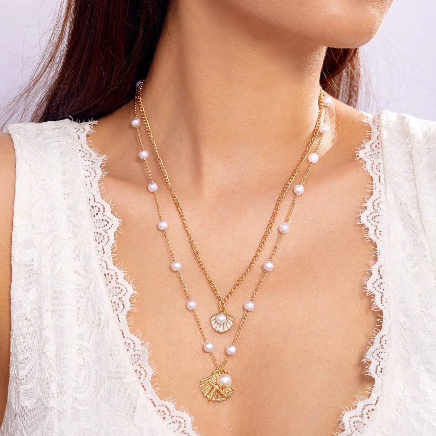starfish necklace pearl multi-layer stacking necklace - Blade & Thread