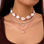 starfish necklace pearl multi-layer stacking necklace nowadaysfashion