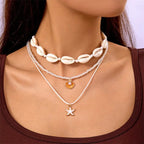 starfish necklace pearl multi-layer stacking necklace nowadaysfashion