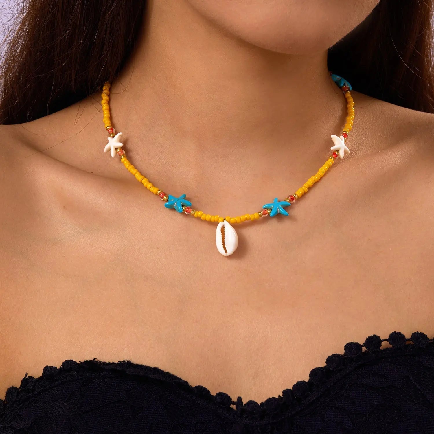 starfish necklace pearl multi-layer stacking necklace - Blade & Thread