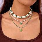 starfish necklace pearl multi-layer stacking necklace nowadaysfashion