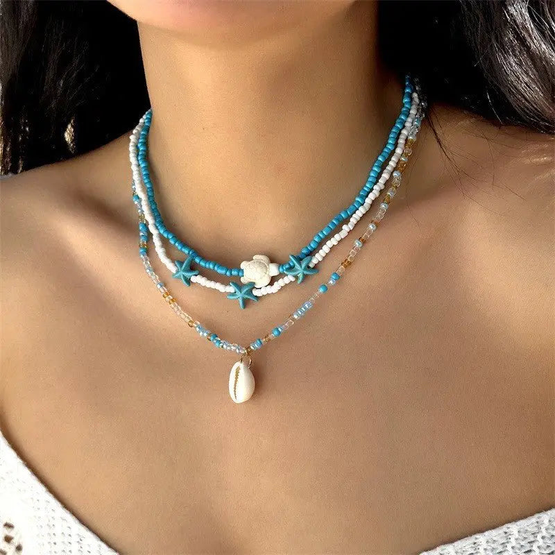 starfish necklace pearl multi-layer stacking necklace - Blade & Thread