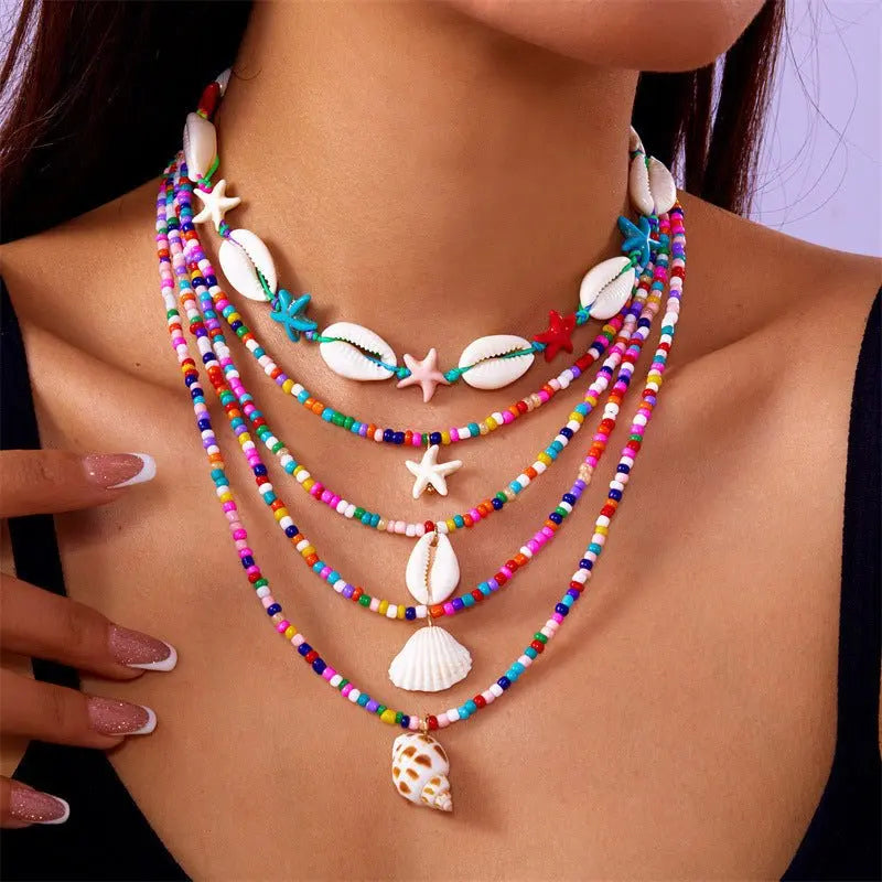 starfish necklace pearl multi-layer stacking necklace - Blade & Thread