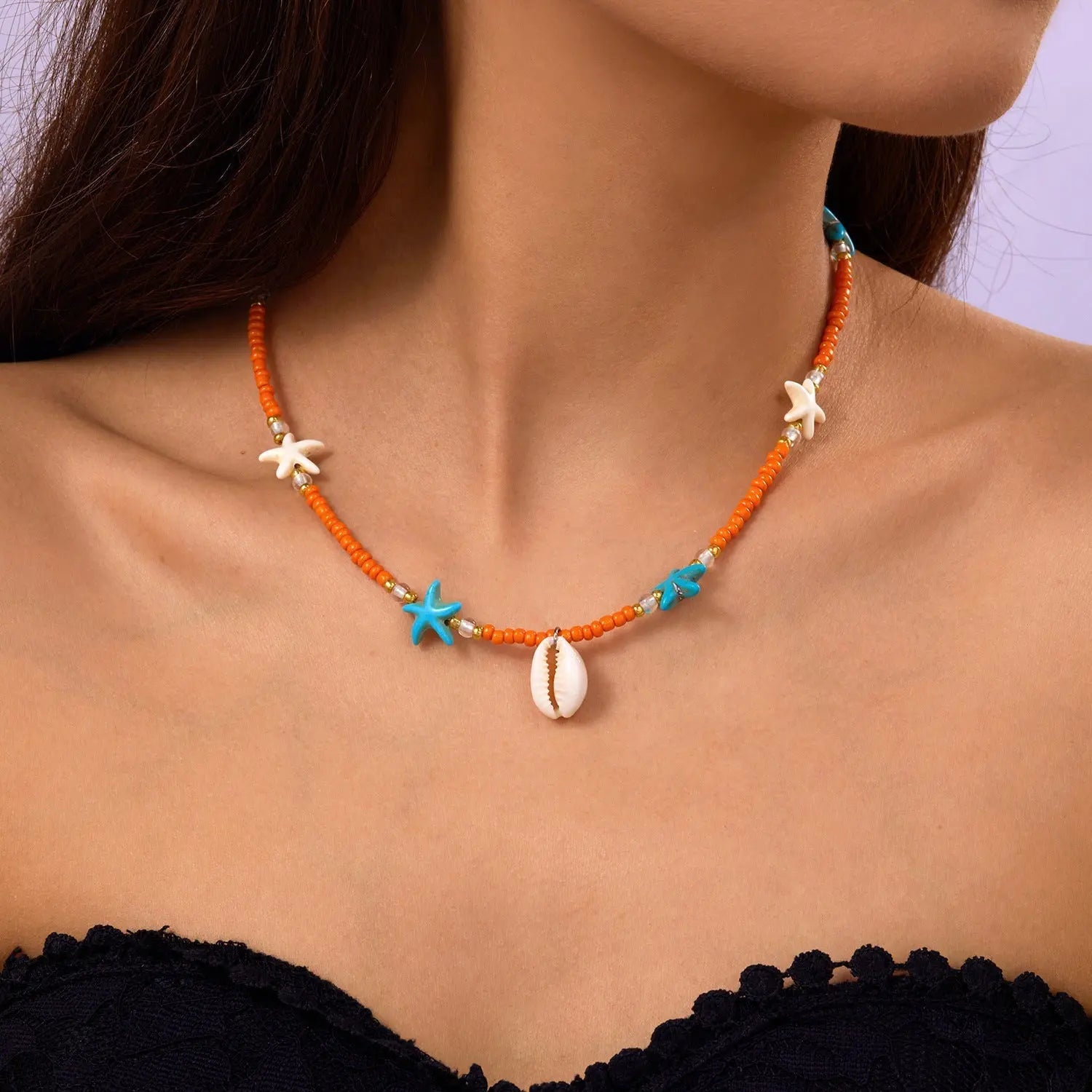 starfish necklace pearl multi-layer stacking necklace - Blade & Thread