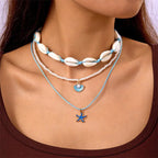 starfish necklace pearl multi-layer stacking necklace nowadaysfashion